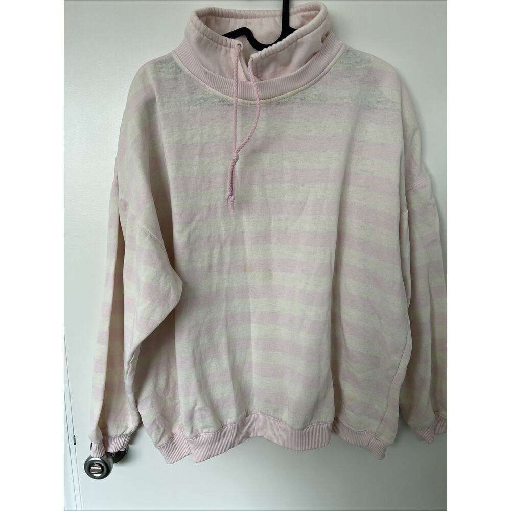 Women’s Medium Vintage Striped Collar Pullover Sweatshirt Size Medium 90s Pacer